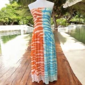 Young Fabulous & Broke NWT Hamptons Boho Tie-Dye lined Sleeveless Dress medium
